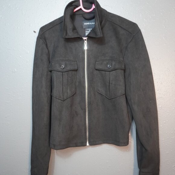 Ookie & Lala Jackets & Blazers - Ookie And Lala Womens Black Suede Zip Up MotorCycle Jacket Size Medium